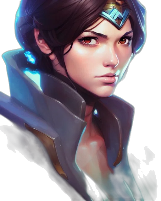 face, staff, weapon, fantasy art, concept art, anime, photorealistic, neon lights transparent PNG cut-out