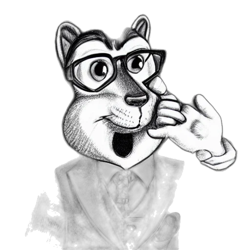 staff, animal, jacket, face, cartoon, pencil sketch, concept art, comic book art transparent PNG cut-out