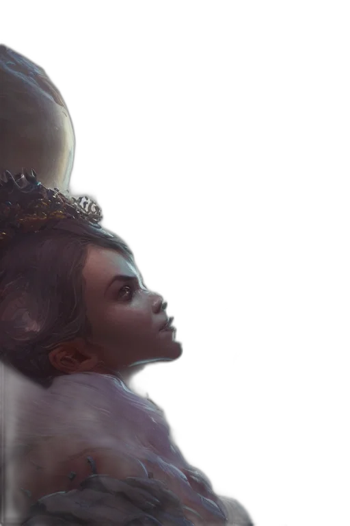 crown, face, mask, creature, concept art, fantasy art, photorealistic, 3d render transparent PNG cut-out