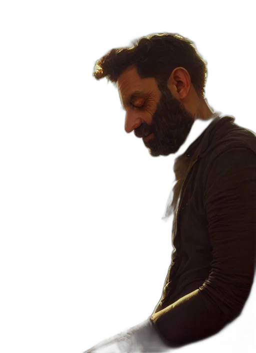 jacket, staff, face, hair transparent PNG cut-out