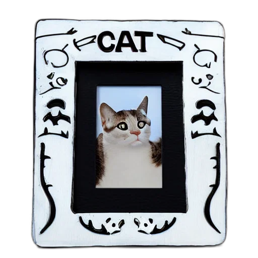 photorealistic, picture, frame, made, cat, fangs transparent PNG cut-out