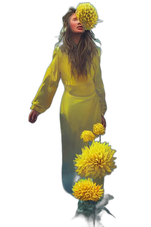 dress, flower, creature, jacket, concept art, photorealistic, oil painting, fantasy art transparent PNG cut-out