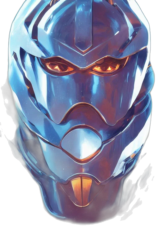 mask, face, robot, concept art, comic book art, fantasy art, anime, blue transparent PNG cut-out