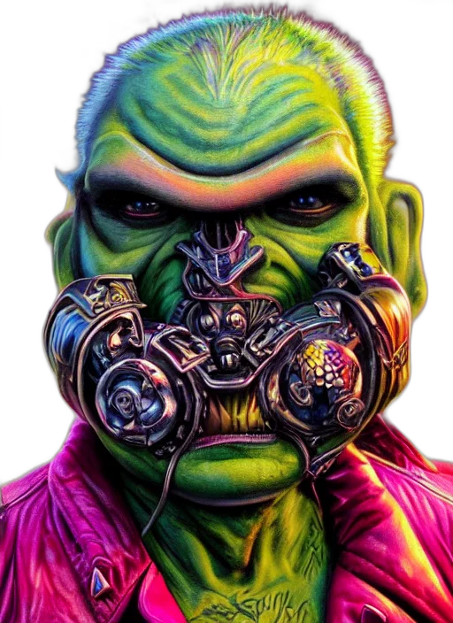 mask, face, creature, comic book art, concept art, cyberpunk, fantasy art, neon transparent PNG cut-out