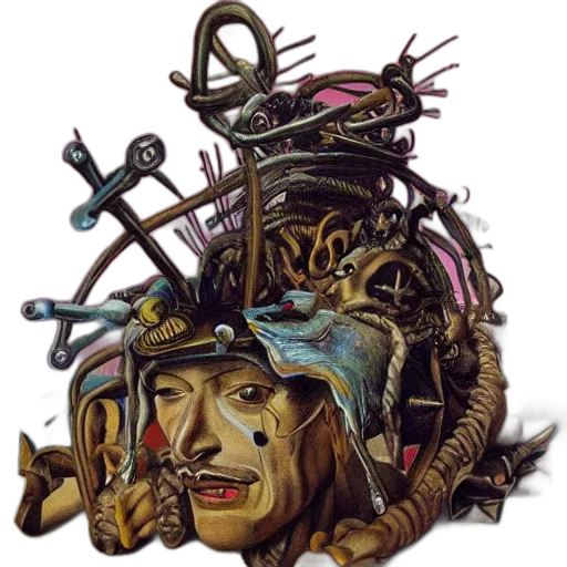 crown, mask, face, staff, concept art, fantasy art, comic book art, cyberpunk transparent PNG cut-out