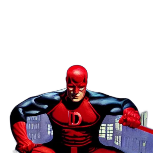comic book art, concept art, 3d render, red, daredevil, painting, alex, ross transparent PNG cut-out