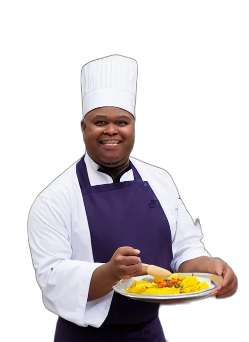 staff, food, hat, jacket transparent PNG cut-out