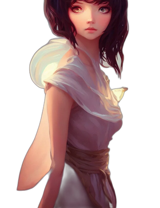 dress, staff, face, crown, fantasy art, concept art, anime, photorealistic transparent PNG cut-out