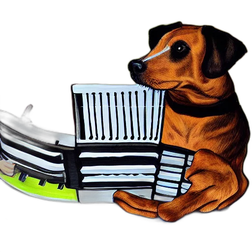 furniture, staff, animal, photorealistic, 3d render, concept art, dog, plays transparent PNG cut-out