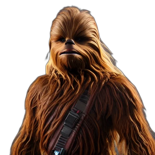 staff, animal, concept art, photorealistic, 3d render, still, photo, chewbacca transparent PNG cut-out