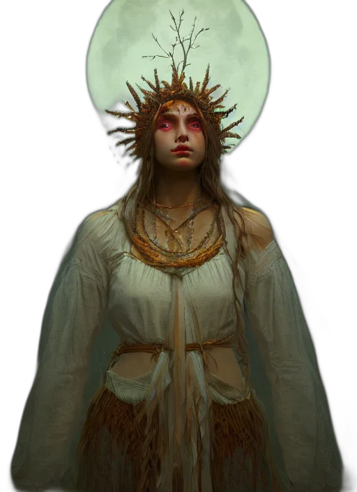 crown, dress, staff, face transparent PNG cut-out