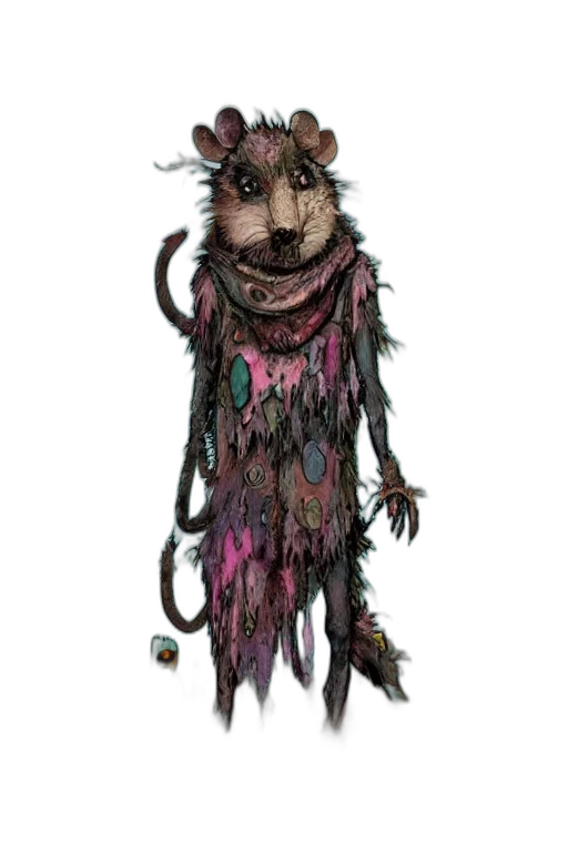 creature, staff, animal, mask, concept art, fantasy art, 3d render, watercolor transparent PNG cut-out