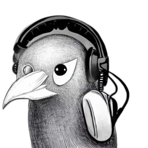animal, staff, cartoon, pencil sketch, concept art, photorealistic, bird, wearing transparent PNG cut-out