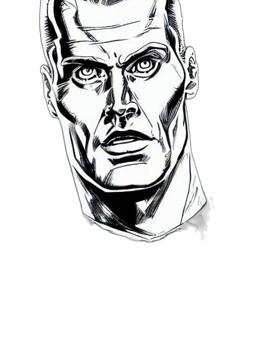 face, mask, comic book art, pencil sketch, cartoon, concept art, max, headroom transparent PNG cut-out
