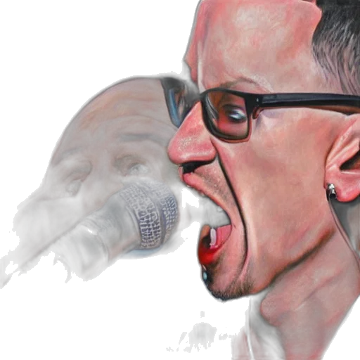 face, photorealistic, watercolor, cartoon, concept art, portrait, chester, bennington transparent PNG cut-out