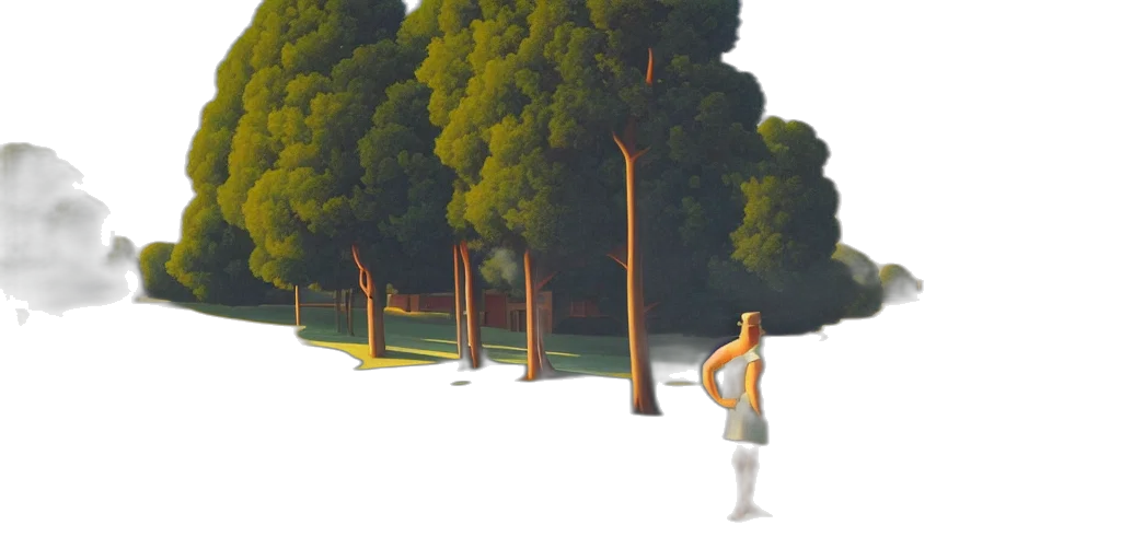tree, robot, 3d render, concept art transparent PNG cut-out
