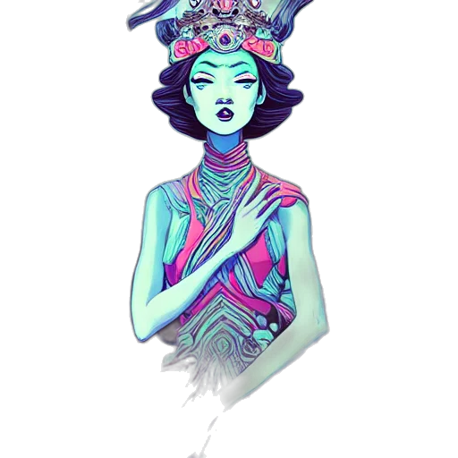 crown, jewelry, dress, mask, vaporwave, concept art, fantasy art, pixel art transparent PNG cut-out