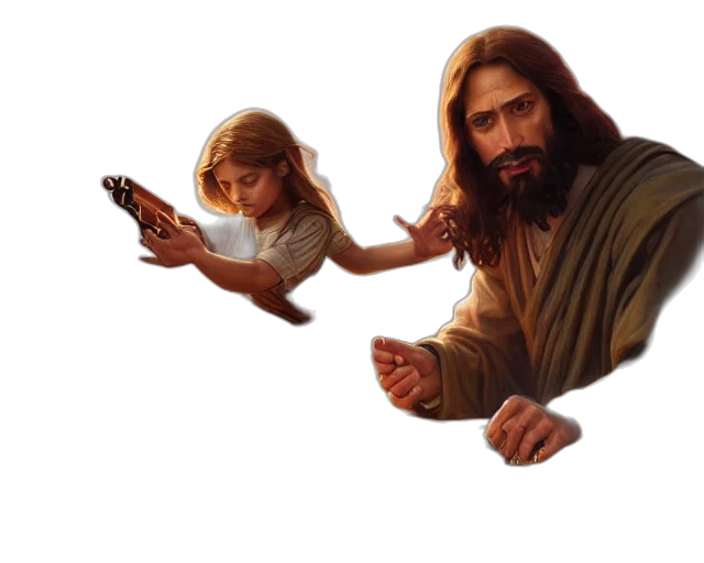 weapon, concept art, photorealistic, 3d render, fantasy art, photography, jesus, christ transparent PNG cut-out
