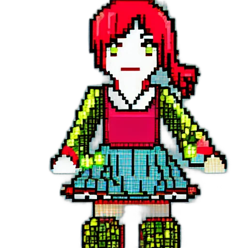dress, staff, pixel art, anime transparent PNG cut-out