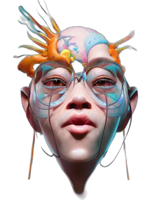 mask, face, creature, crown, photorealistic, 3d render, concept art, fantasy art transparent PNG cut-out