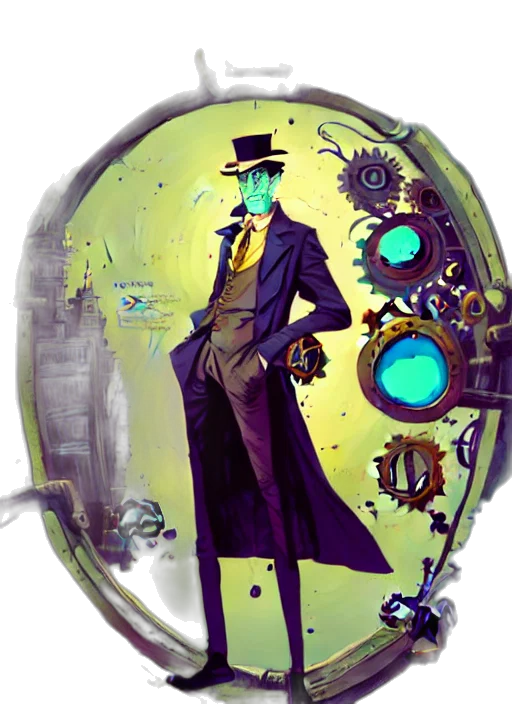 robot, staff, concept art, comic book art, fantasy art, pixel art, green, blue transparent PNG cut-out