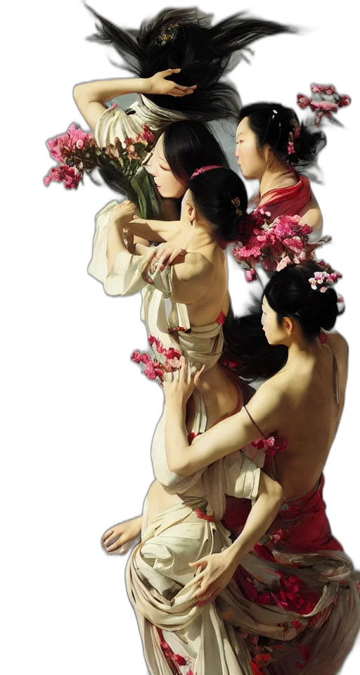flower, dress, photorealistic, oil painting transparent PNG cut-out