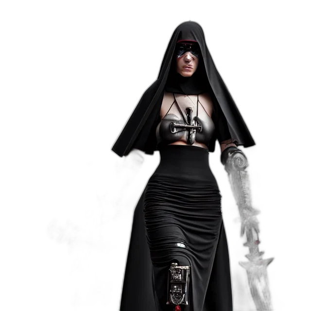 dress, sword, staff, concept art, fantasy art, 3d render, comic book art, dark transparent PNG cut-out