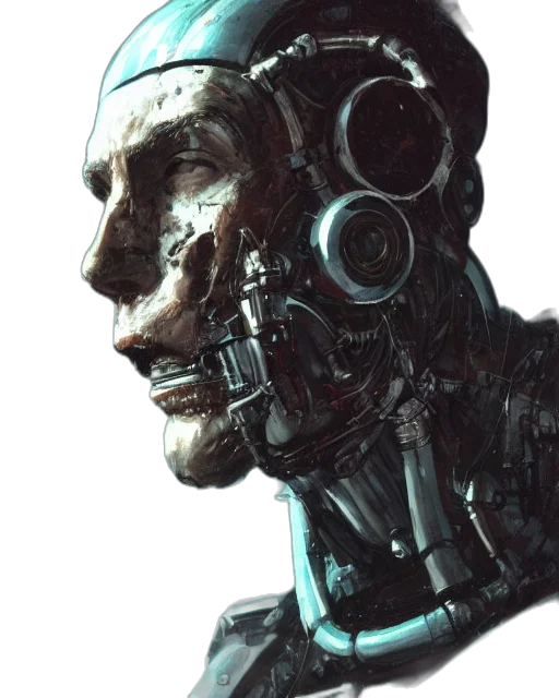 robot, face, mask, cyberpunk transparent PNG cut-out