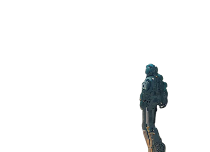 robot, weapon, sword, staff, concept art, pixel art, 3d render, cyberpunk transparent PNG cut-out