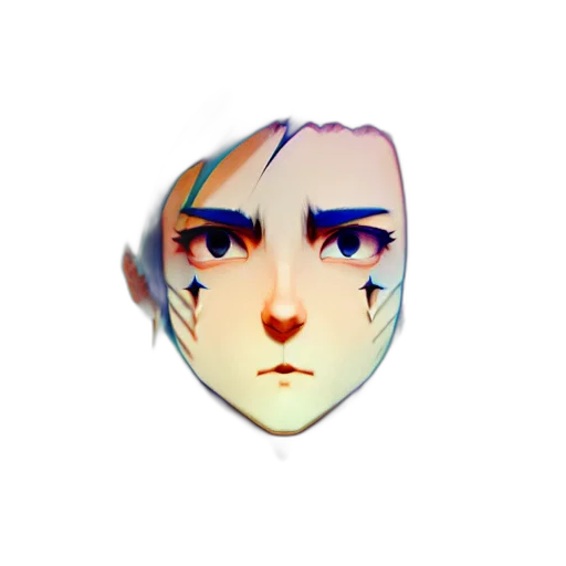 face, mask, creature, robot, vaporwave, pixel art, anime, 3d render transparent PNG cut-out