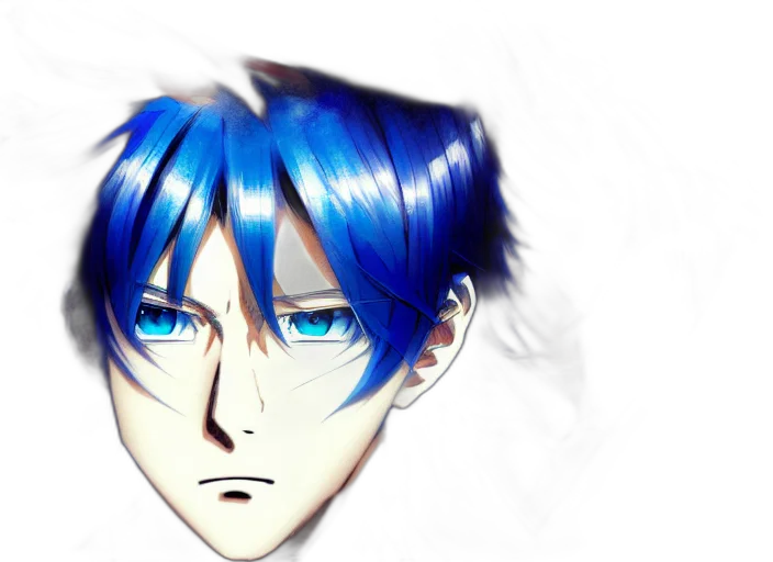 face, mask, crown, anime, photorealistic, 3d render, watercolor, blue transparent PNG cut-out