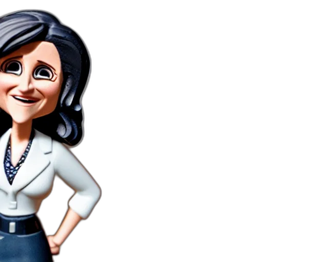 cartoon, 3d render, julia, louis, dreyfus, figurine, pixar, sad transparent PNG cut-out