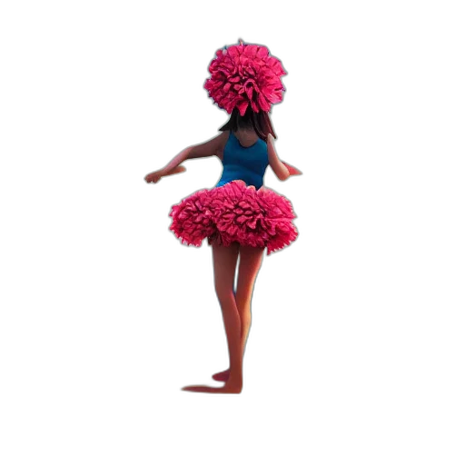 dress, hair, flower, creature, 3d render, concept art, pixel art, photorealistic transparent PNG cut-out