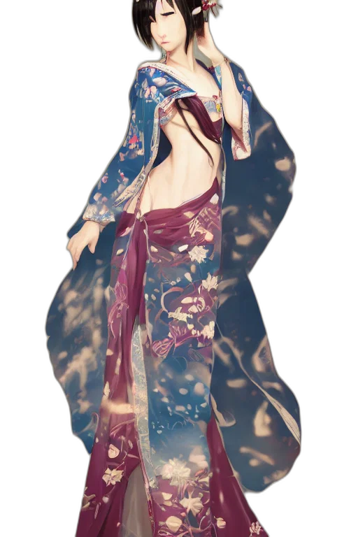 dress, jewelry, umbrella, concept art, anime, fantasy art, photorealistic, blue transparent PNG cut-out