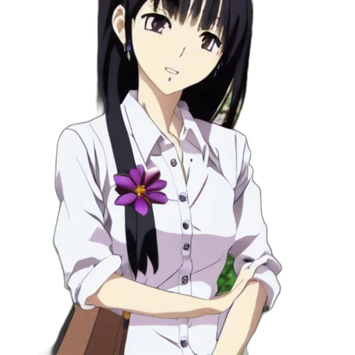 flower, staff, dress, jewelry, anime, cartoon, photorealistic, concept art transparent PNG cut-out