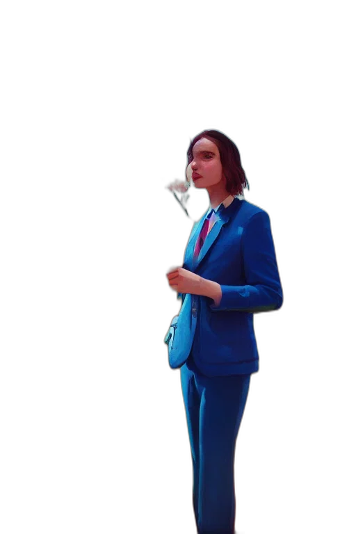 staff, jacket, umbrella, robot, 3d render, concept art, vaporwave, cartoon transparent PNG cut-out