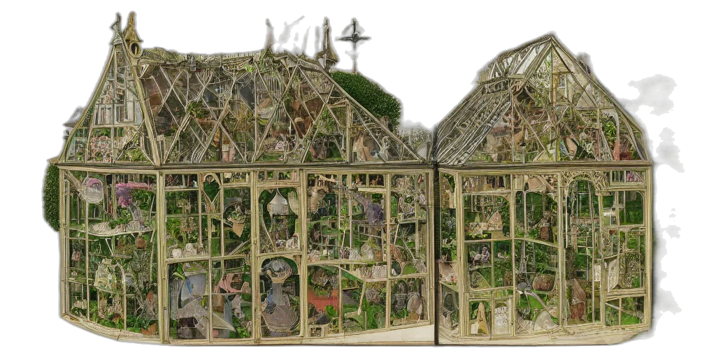 concept art, 3d render, greenhouse, side, view, cutaway, intricate, map transparent PNG cut-out