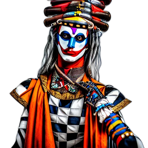 mask, face, crown, staff, photorealistic, fantasy art, concept art, 3d render transparent PNG cut-out