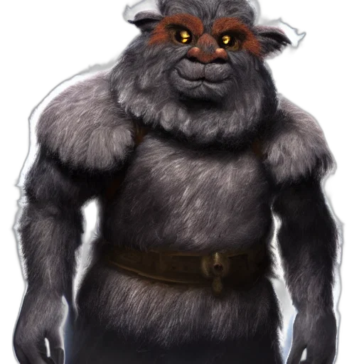 animal, staff, creature, concept art, fantasy art, photorealistic, comic book art, furbolg transparent PNG cut-out