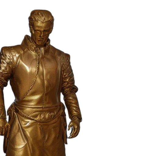 3d render, golden, portrait, russia, bronze, statue, reflect, uhd transparent PNG cut-out