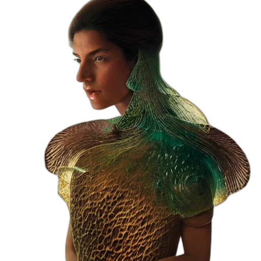 hair, dress, jewelry, creature, concept art, 3d render, fantasy art, photorealistic transparent PNG cut-out