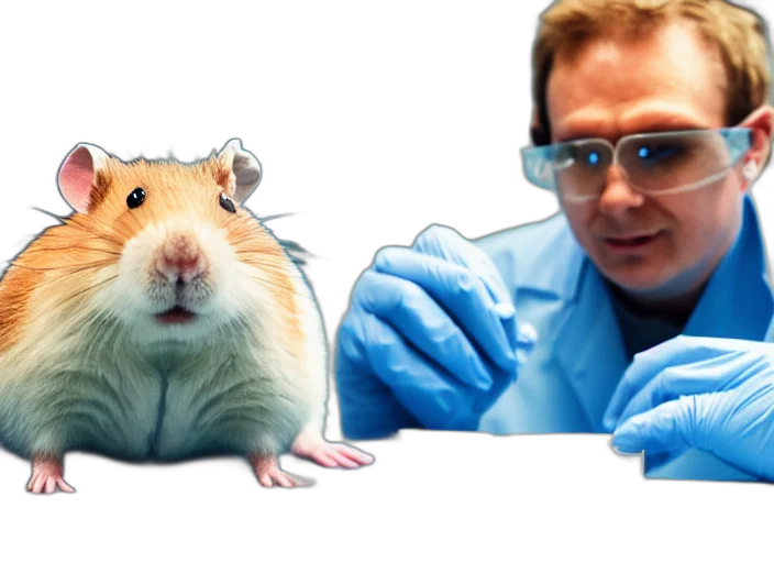 animal, creature, film, still, hamster, working, research, lab transparent PNG cut-out