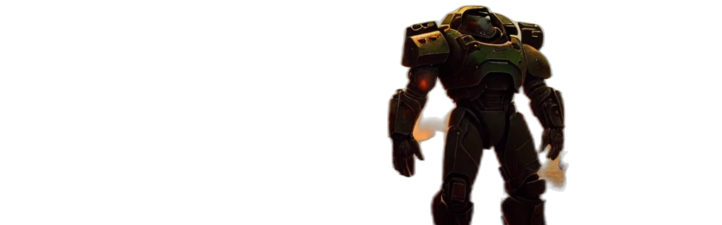 robot, weapon, staff, concept art, 3d render, pixel art, cyberpunk, doomguy transparent PNG cut-out