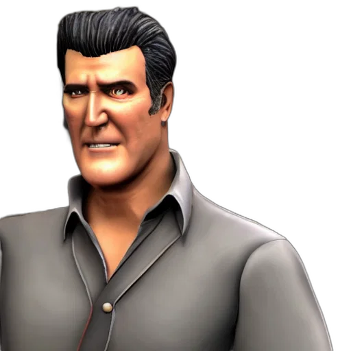 face, 3d render, photorealistic, cartoon, concept art, screenshot, bruce, campbell transparent PNG cut-out