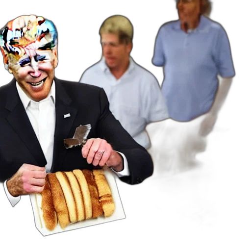 food, mask, joe, biden, cutting, open, canoli, artistic transparent PNG cut-out