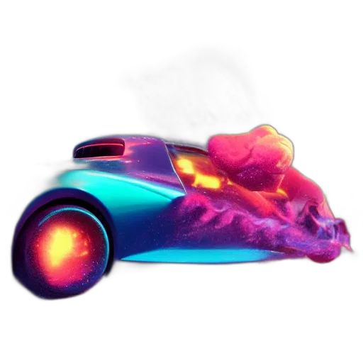 car, shoes, weapon, concept art, 3d render, vaporwave, fantasy art, neon transparent PNG cut-out