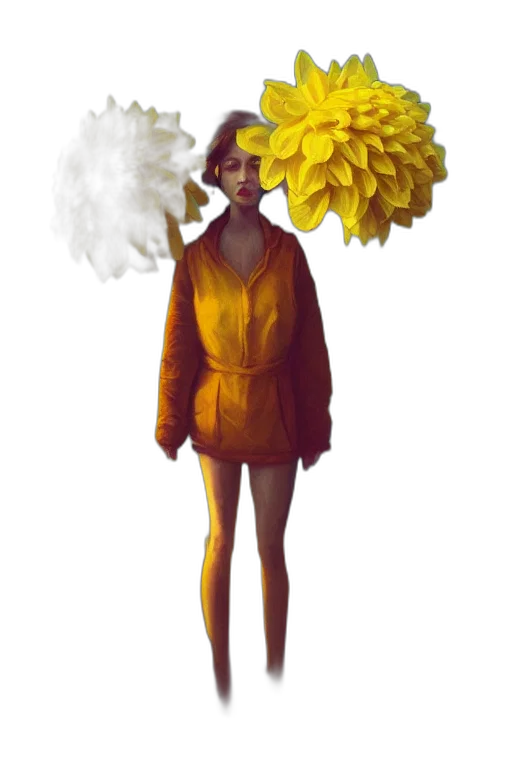 dress, flower, mask, jacket, concept art, fantasy art, pixel art, watercolor transparent PNG cut-out