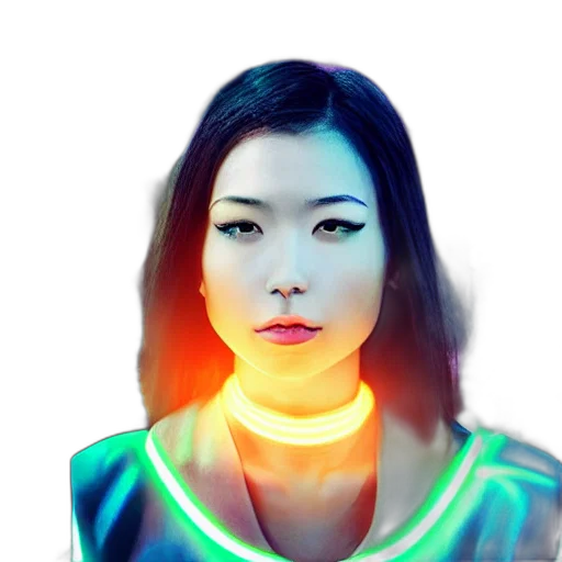 robot, face, jewelry, staff, cyberpunk, photorealistic, vaporwave, concept art transparent PNG cut-out
