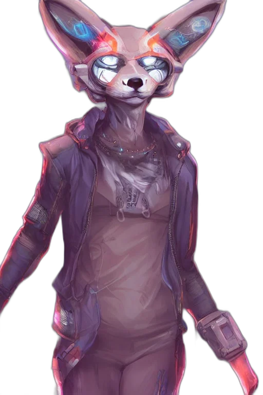 jacket, staff, mask, animal, concept art, cyberpunk, fantasy art, 3d render transparent PNG cut-out