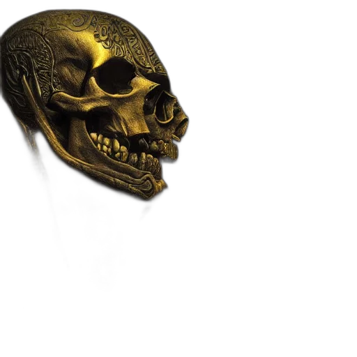 mask, jewelry, crown, weapon, 3d render, photorealistic, concept art, golden transparent PNG cut-out